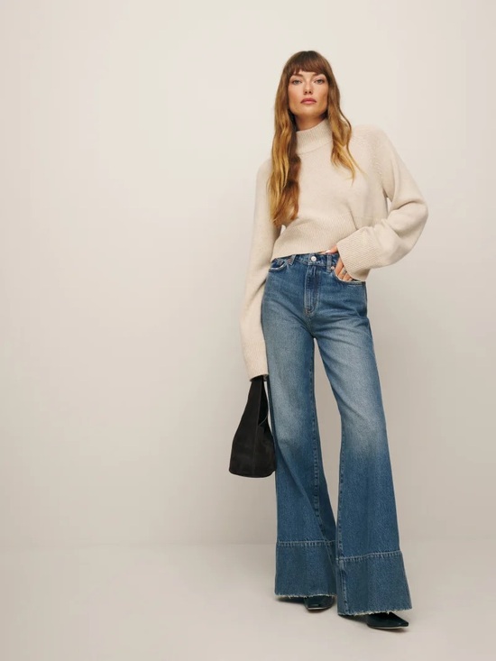 Reformation Denim - Reformation Penney Wide-Leg High-Rise Women’s Jeans in Medium Blue Size 26